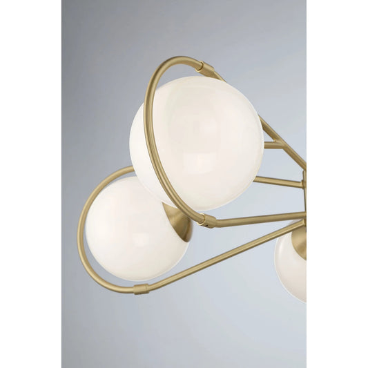 Gio 5-Light Chandelier by Lumanity in starburst brass. Made from iron, glass in a modern style.