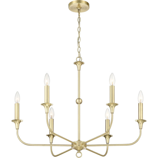 001 SI-1965965 | Primary Silo | Charlotte Chandelier by Lumanity in classic satin brass. Made from iron in a modern style.