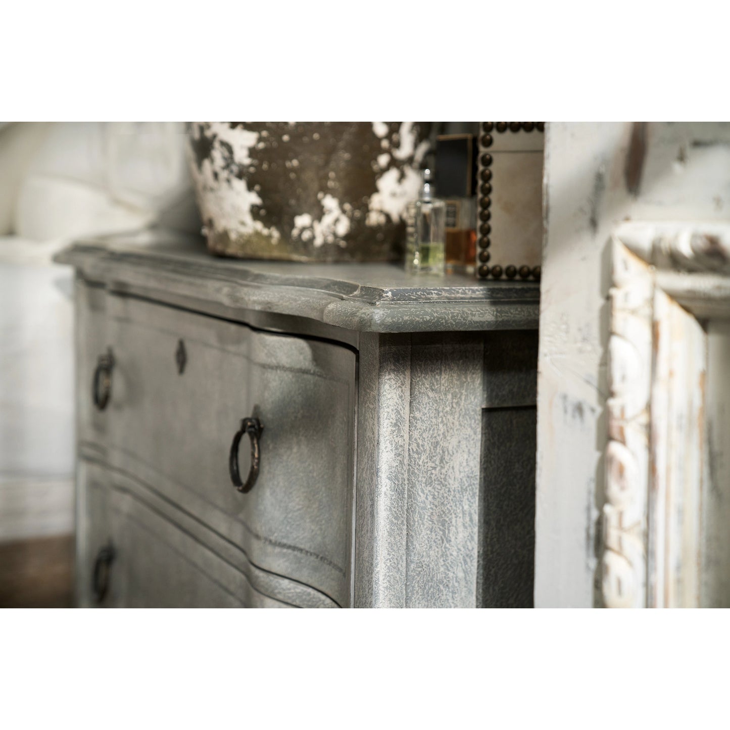 013 SI-1748452 | Lifestyle | Verbena Bachelors Chest by Hooker Furniture in stonewash blue. Made from poplar, cedar veneers in a traditional style.