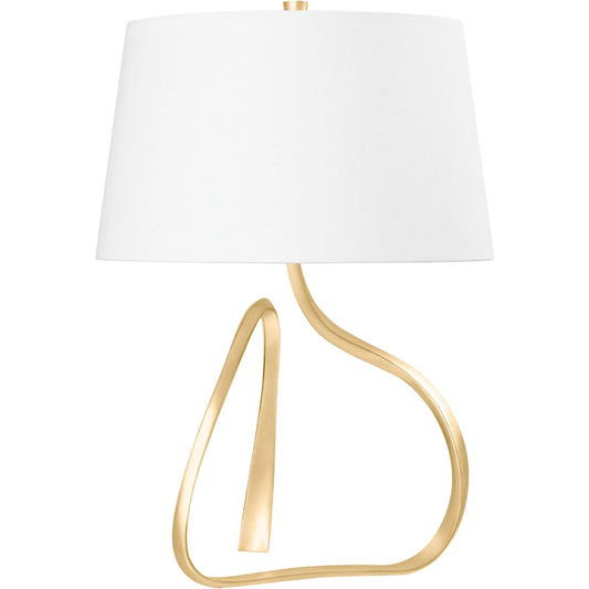 Tharold Table Lamp by Hudson Valley in vintage gold leaf. Made from iron, aluminum in a modern style.