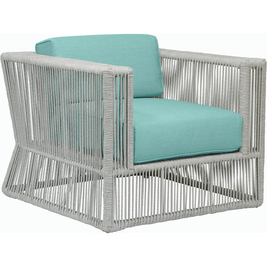 Miami Outdoor Club Chair by Sunset West in frost. Made from olefin rope in a coastal style.