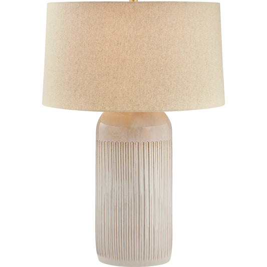 Stevens Point Table Lamp by Hudson Valley in aged brass, ceramic oyster white. Made from unique in a transitional style.