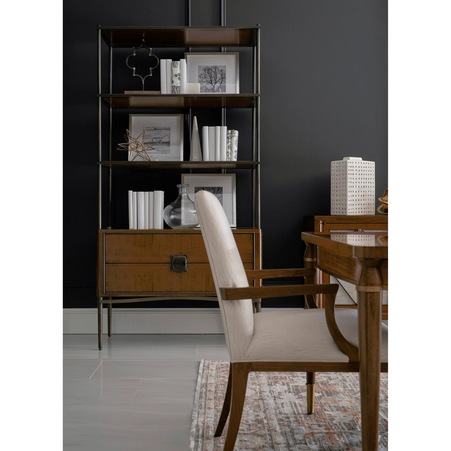 014 SI-1991092 | Lifestyle | Toulouse Arm Chair by Jonathan Charles in walnut. Made from walnut in a modern style.