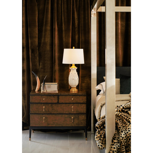 Jacques Bachelors Chest, Brown by Jonathan Charles. Made from solid beech wood, myrtle burl veneers, brass in a modern style.