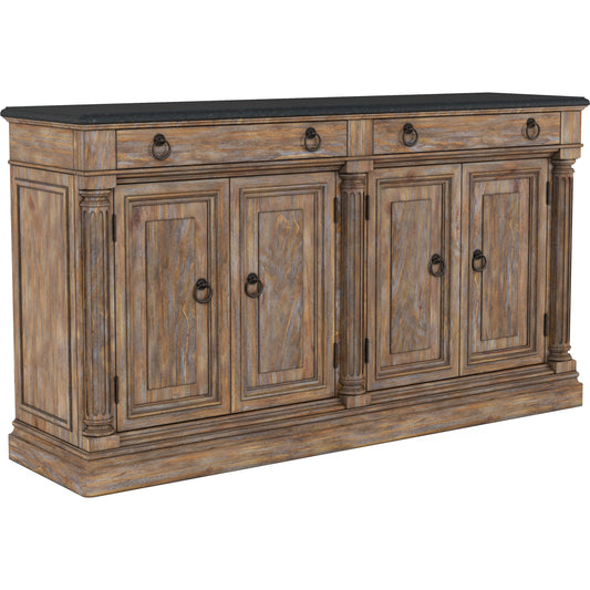 001 SI-2064895 | Primary Silo | Architrave Buffet by A.R.T. Furniture in almond. Made from pine solids and veneer, granite, metal in a traditional style.