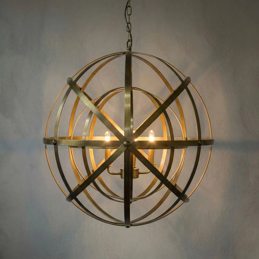 Alchemy Chandelier by Noir in antique brass. Made from metal in a modern style.