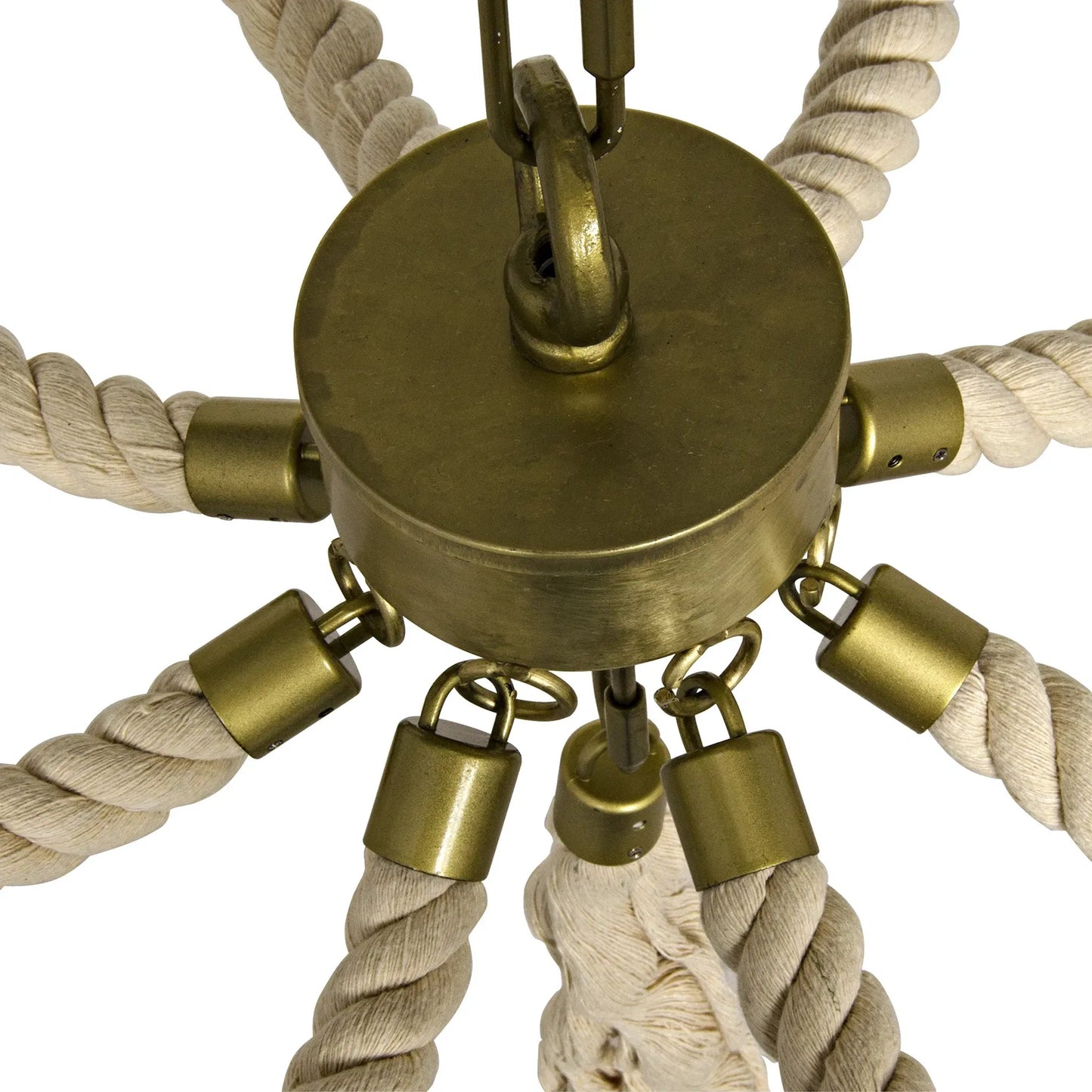 006 S-334311 | Closeup | Alec Chandelier by Noir in antique brass. Made from metal, rope in a transitional style.