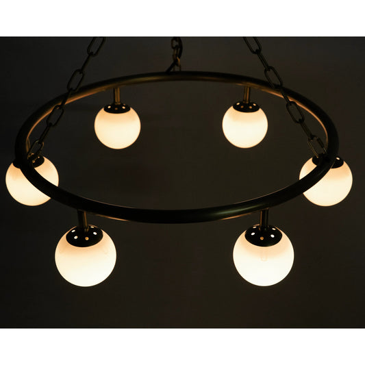 Modena Chandelier by Noir in antique brass. Made from metal in a modern style.
