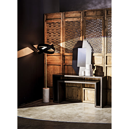 Orion Floor Lamp by Noir in matte black. Made from metal, stone in a transitional style.