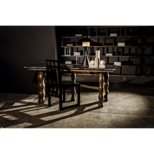 Lucia Table Lamp by Noir in black, brass detail. Made from metal in a modern style.