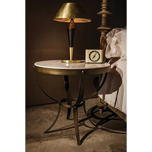 Blau Table Lamp by Noir in brass, black detail. Made from metal in a transitional style.