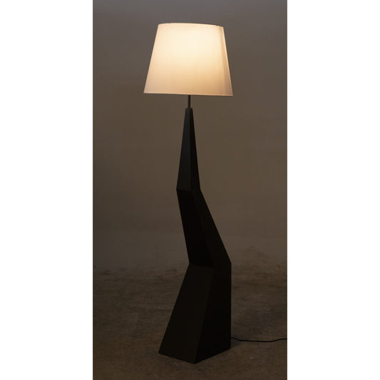 Rhombus Floor Lamp with Shade by Noir in matte black. Made from industrial steel, silk shade in a modern style.