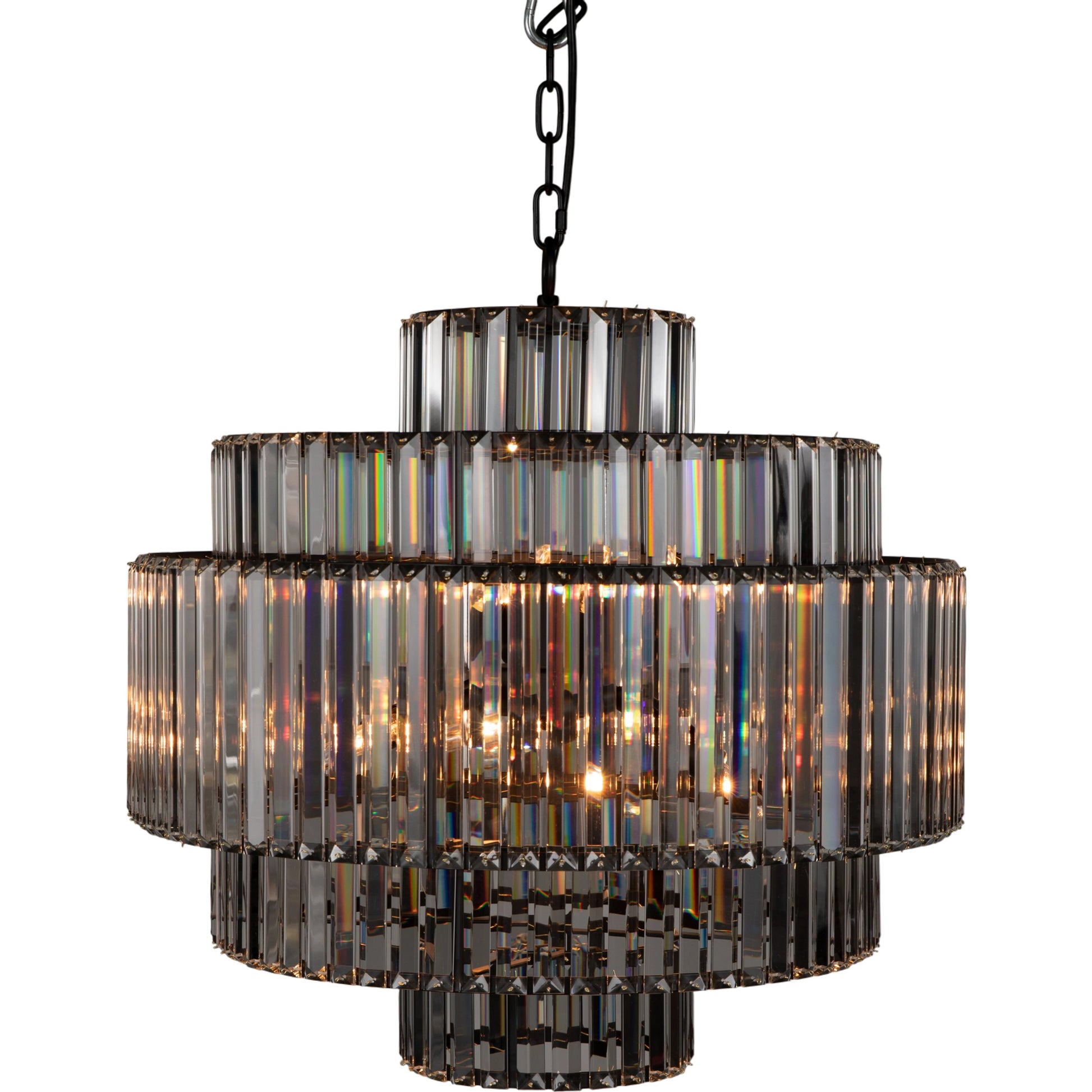 Axa Chandelier by Noir in matte black. Made from industrial steel and crystals in a unique style.