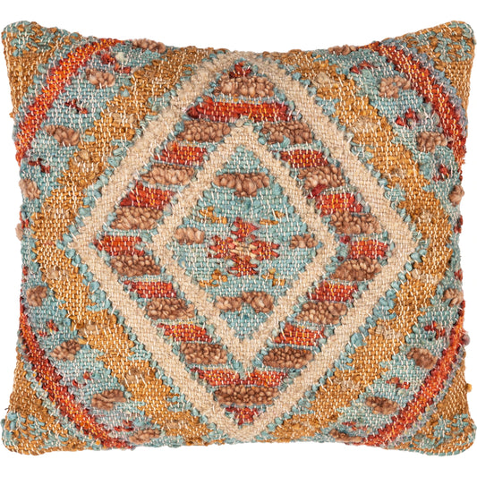 001 SI-1885405,SI-1885406 | Primary Silo | Luanda Pillow - 28846 by Surya in aqua, light beige. Made from 70% jute, 20% wool, 10% cotton, 100% cotton in a eclectic & global style.