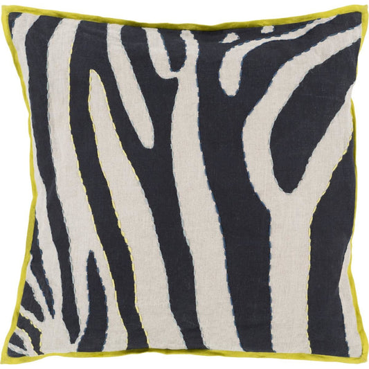 Zebra Pillow - 13250 by Surya. Made from 100% linen in a modern style.