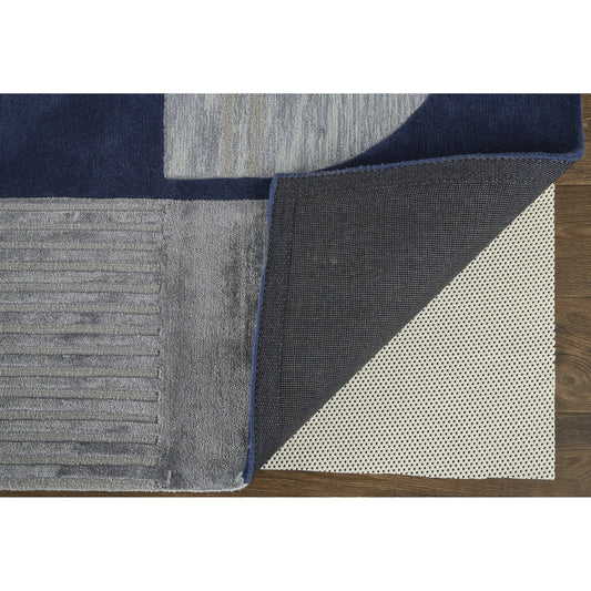 Nash Transitional Geometric Rug - 8850F by Feizy in blue, silver. Made from wool, viscose in a unique style.