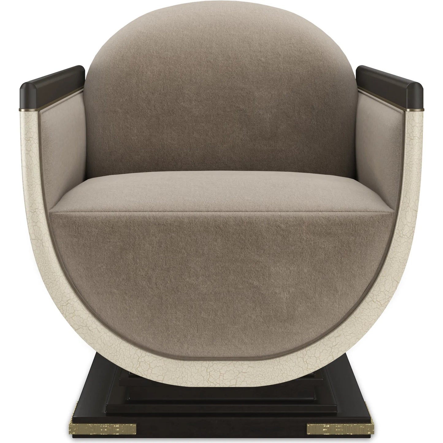 002 SI-2250501 | Additional Silo | Helena Chair by Caracole in ivory craze, charred bark, brushed gold paint, brushed gold. Made from asian hardwood in a unique style.