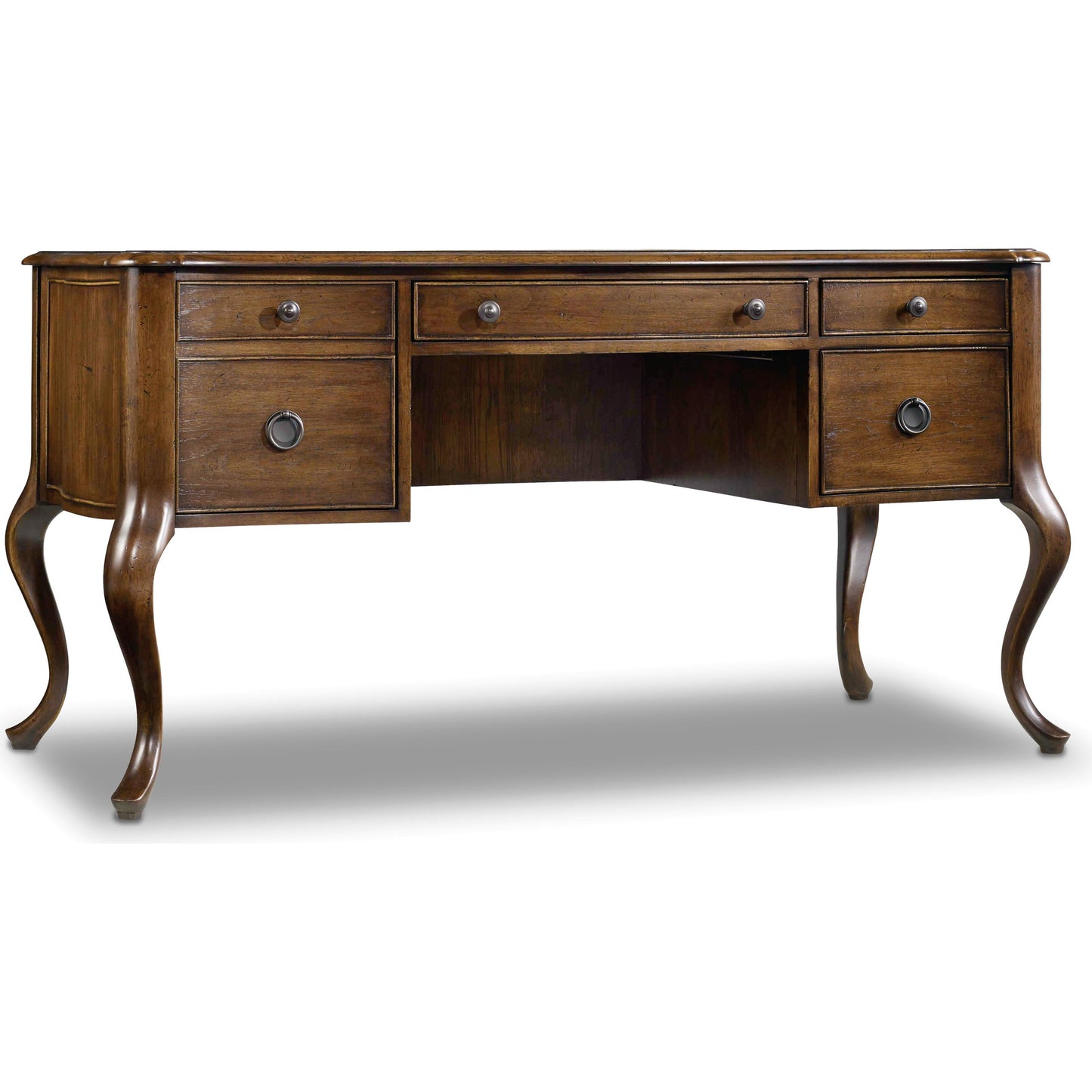 001 SI-1748347 | Primary Silo | Archivist Writing Desk by Hooker Furniture in pecan. Made from pecky pecan veneers in a traditional style.
