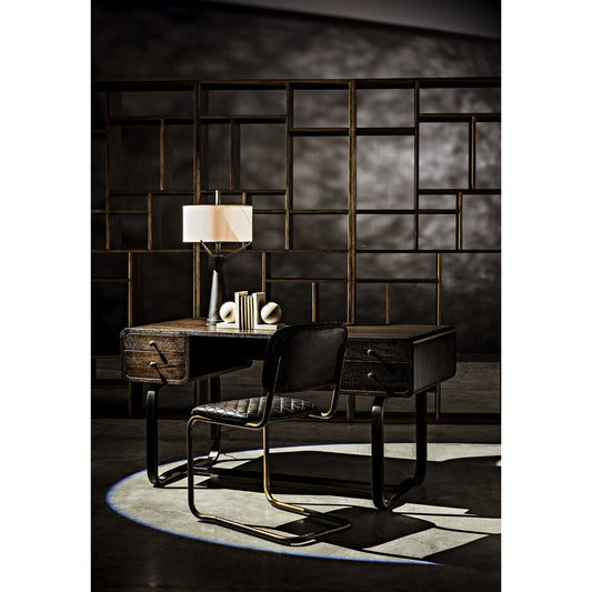 0037 Dining Chair by Noir in metal, leather. Made from metal, leather in a transitional style.