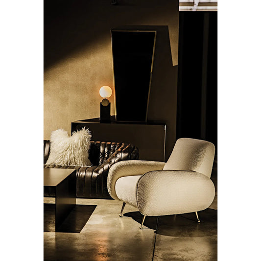 Hera Chair by Noir in antique brass, off white. Made from metal and polyester in a modern style.