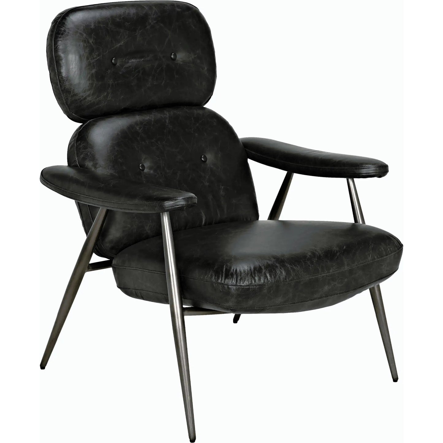 001 SI-2189479 | Unknown | Randers Arm Chair by Noir in metal and black leather. Made from industrial steel and leather in a modern style.
