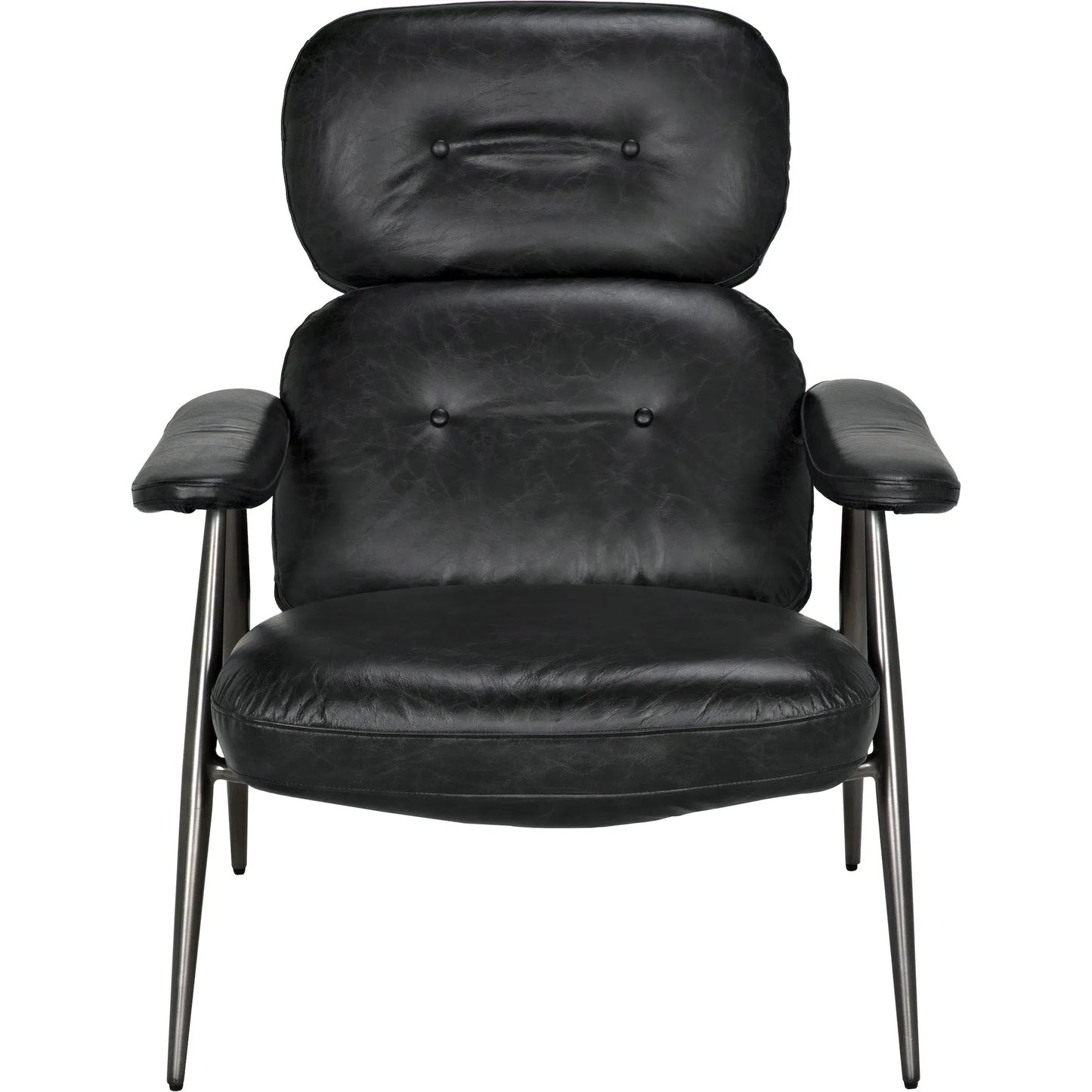 003 SI-2189479 | Unknown | Randers Arm Chair by Noir in metal and black leather. Made from industrial steel and leather in a modern style.