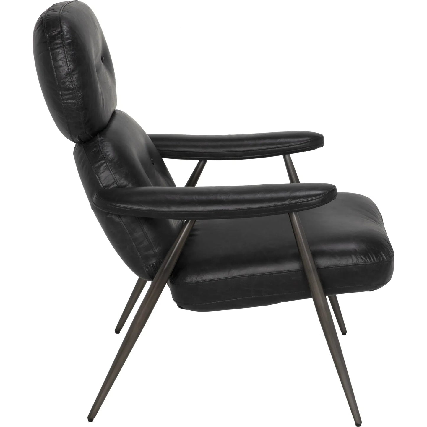 005 SI-2189479 | Unknown | Randers Arm Chair by Noir in metal and black leather. Made from industrial steel and leather in a modern style.