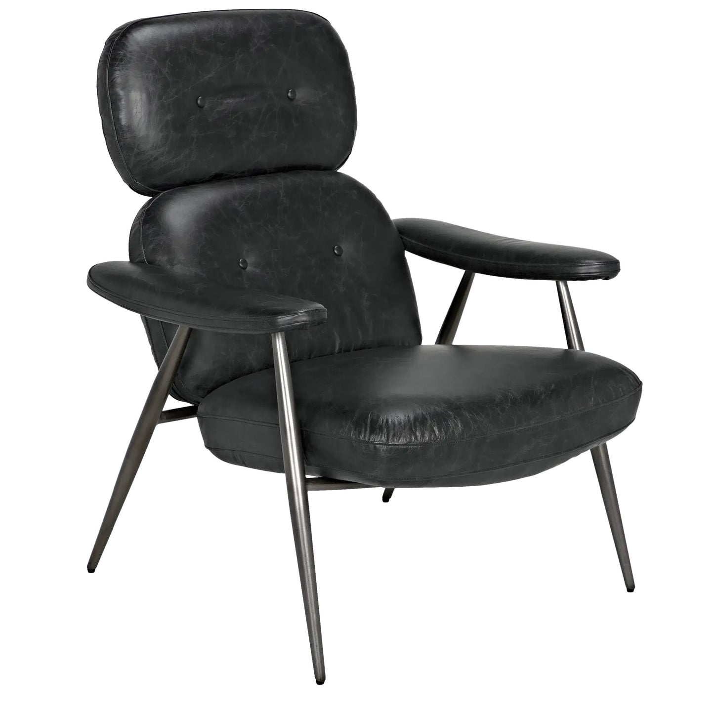 004 SI-2189479 | Unknown | Randers Arm Chair by Noir in metal and black leather. Made from industrial steel and leather in a modern style.