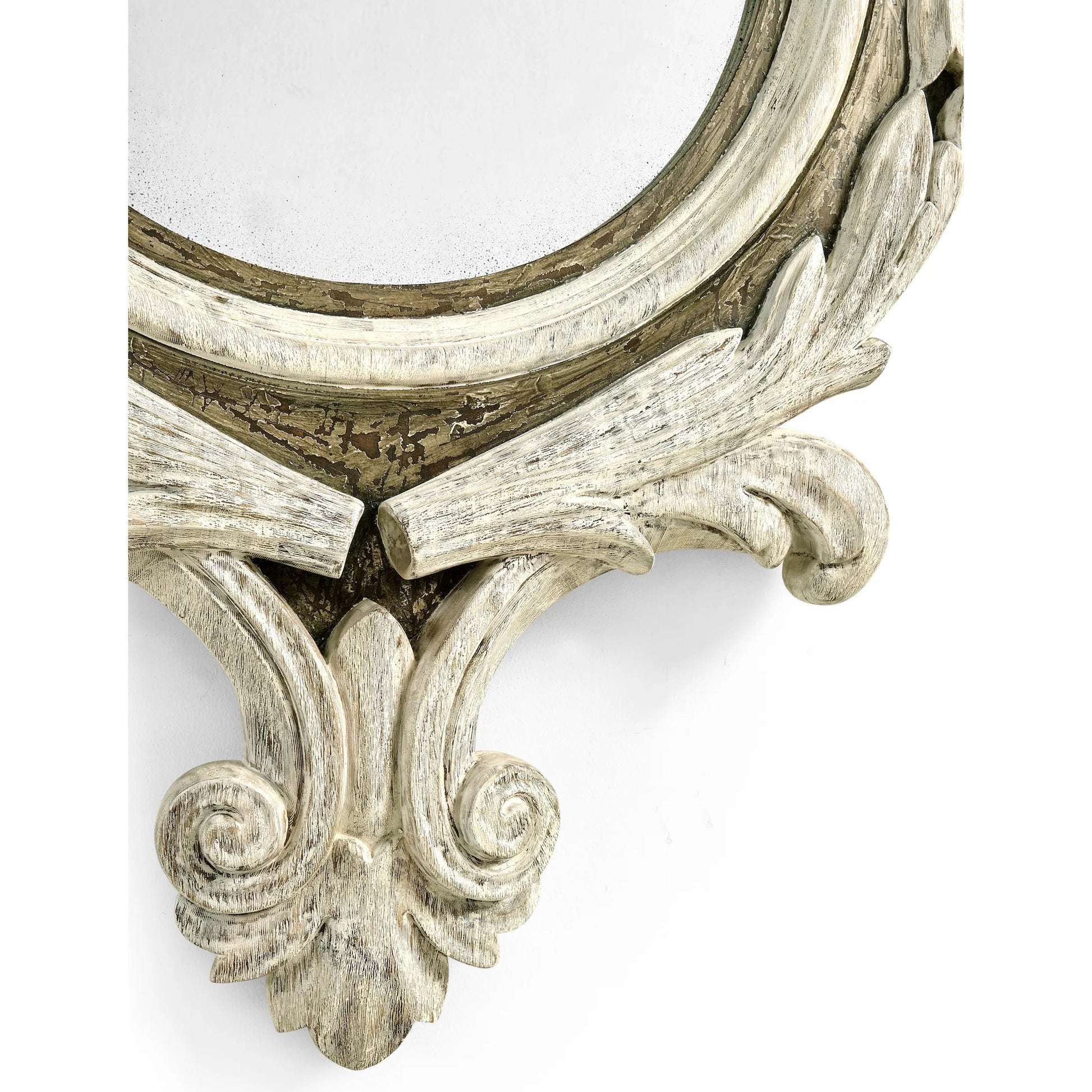 Leicester Mirror by Jonathan Charles in white and washed acacia. Made from acacia in a traditional style.