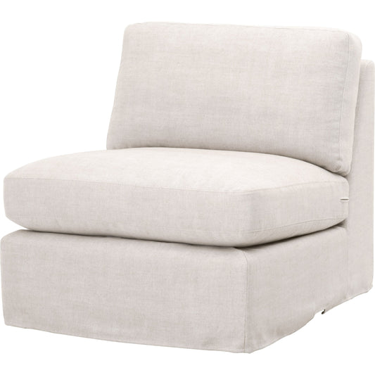 Lena Armless Chair by Essentials For Living in espresso, bisque. Made from solid birch wood, mdf, plywood, 55% linen, 45% polyester fabric, foam, down blend in a modern style.
