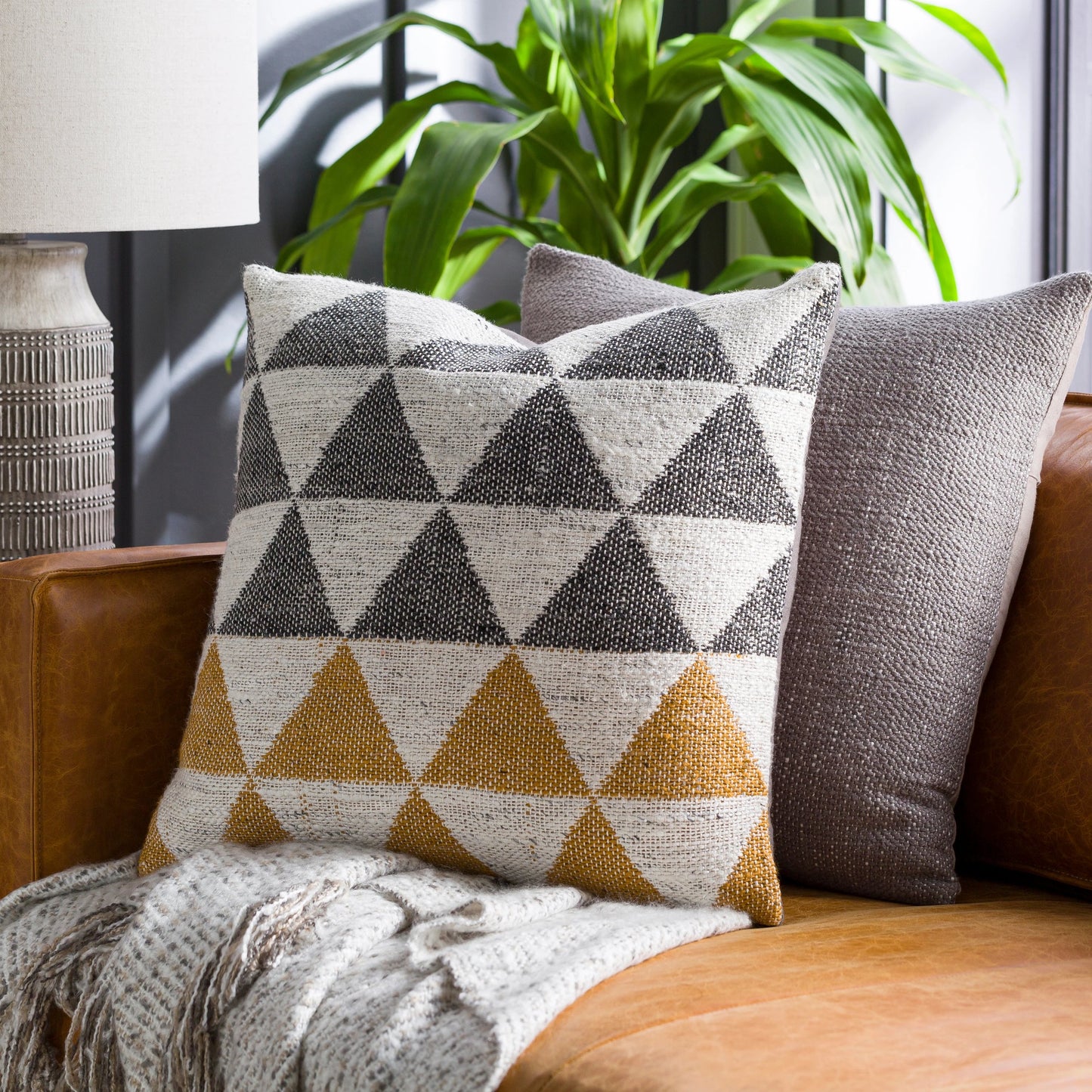 006 SI-1885064,SI-1885065,SI-1885068 | Lifestyle | Lewis Pillow - 13073 by Surya in charcoal, cream. Made from 80% viscose, 20% modal, 100% cotton in a eclectic & global style.
