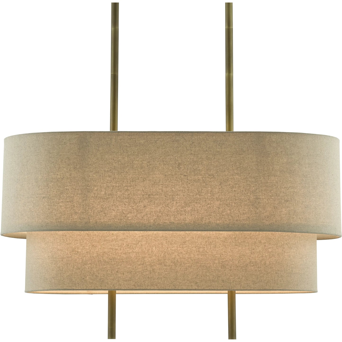 007 SR-823535 | Additional Silo | Combermere Rectangular Chandelier by Currey and Company in antique brass, linen. Made from metal, fabric in a modern style.