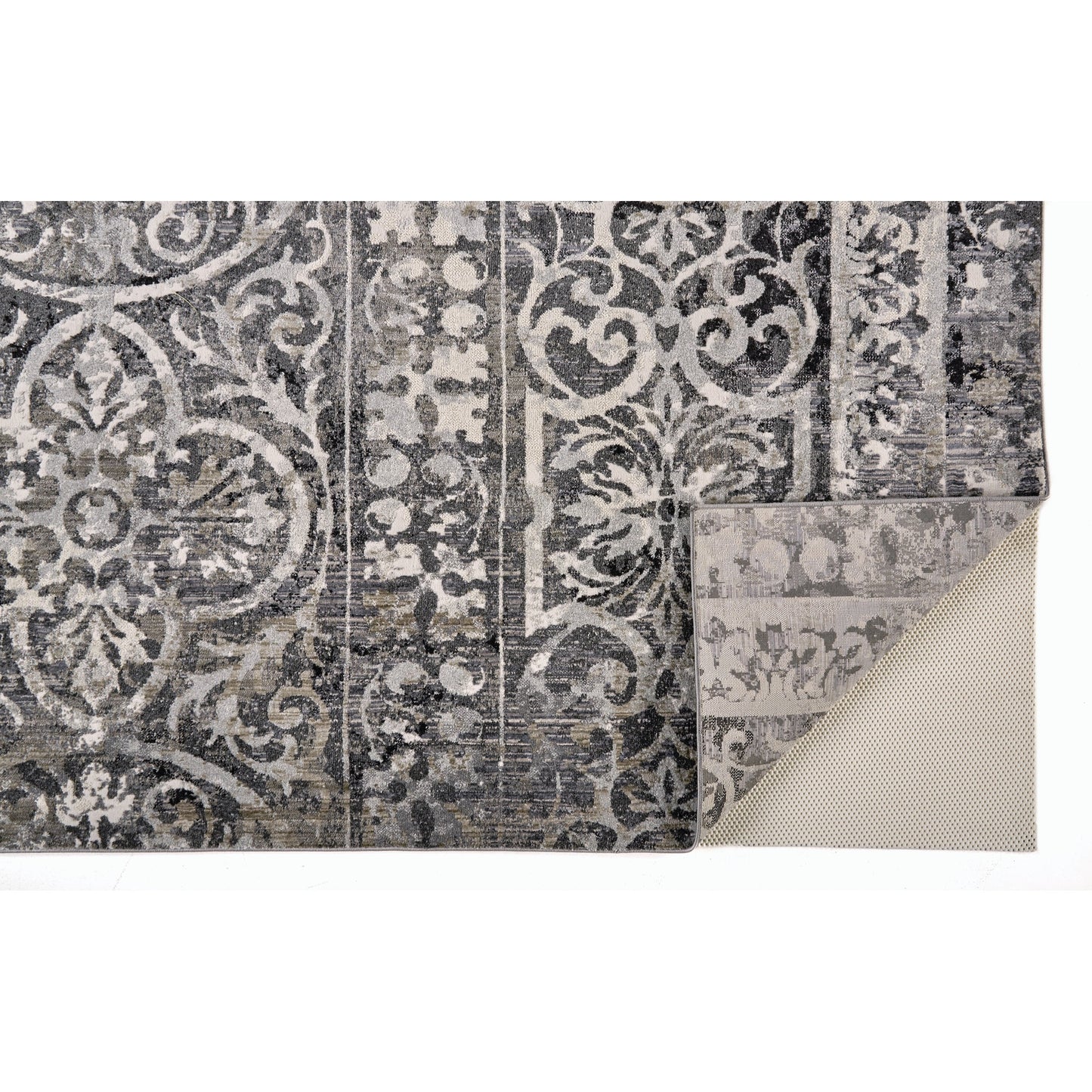 002 SI-2158680 | Closeup | Kano Transitional Rug - 8643871F by Feizy in gray, ivory, taupe. Made from polypropylene, polyester in a unique style.