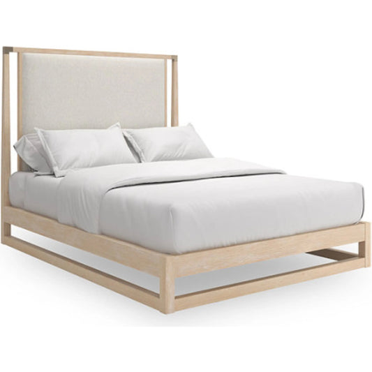 Pinstripe Upholstered  Bed by Caracole in sun drenched oak. Made from oak, quartersawn oak in a transitional style.