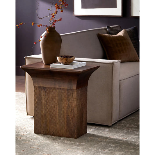 Langford End Table by Surya in brown. Made from mango wood in a transitional style.