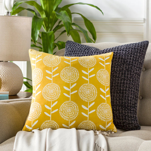 Lachen Pillow - 10578 by Surya in saffron, cream. Made from 100% cotton in a unique style.