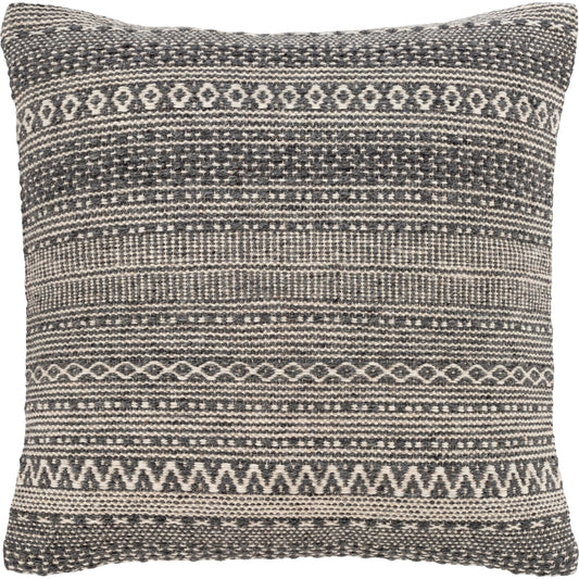 Leif Pillow - 32604 by Livabliss in charcoal, white. Made from 80% wool, 20% cotton, 100% cotton in a eclectic & global style.