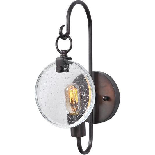 Whitten 1 Light Bronze Sconce by Uttermost in bronze. Made from steel, crystal in a modern style.