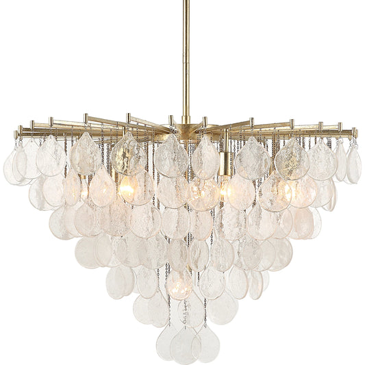 Goccia 8 Light Pendant by Uttermost in antique silver leaf. Made from steel, glass in a modern style.