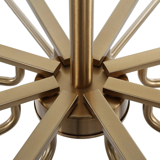 Lassen 8 Light Chandelier by Uttermost in brass. Made from steel, glass in a traditional style.