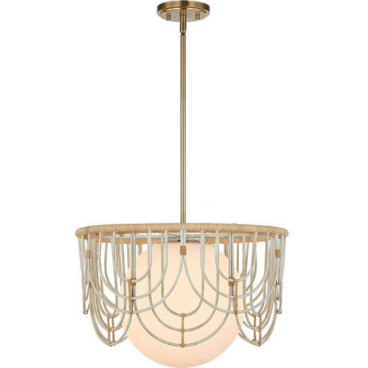 Arches 1 Light Rattan Pendant by Uttermost in brass. Made from steel, glass, rattan in a transitional style.