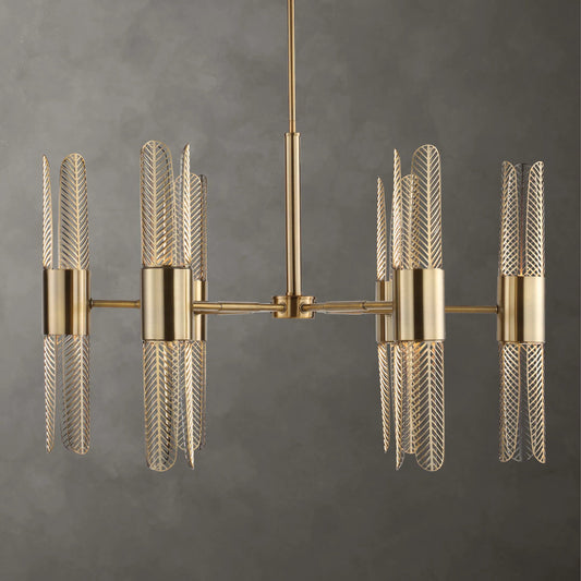 Cret 12 Light Chandelier by Uttermost in brass. Made from steel in a modern style.