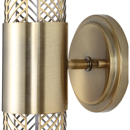Cret 2 Light LED Sconce by Uttermost in brass. Made from steel in a modern style.