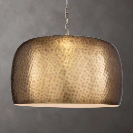 Lemont Hammered 1 Light Pendant by Uttermost in brass. Made from iron in a modern style.