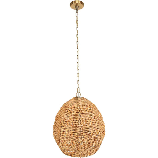001 SI-2386638 | Primary Silo | Kauri 1 Light Bead Pendant by Uttermost in brass. Made from iron, wood beads in a rustic style.