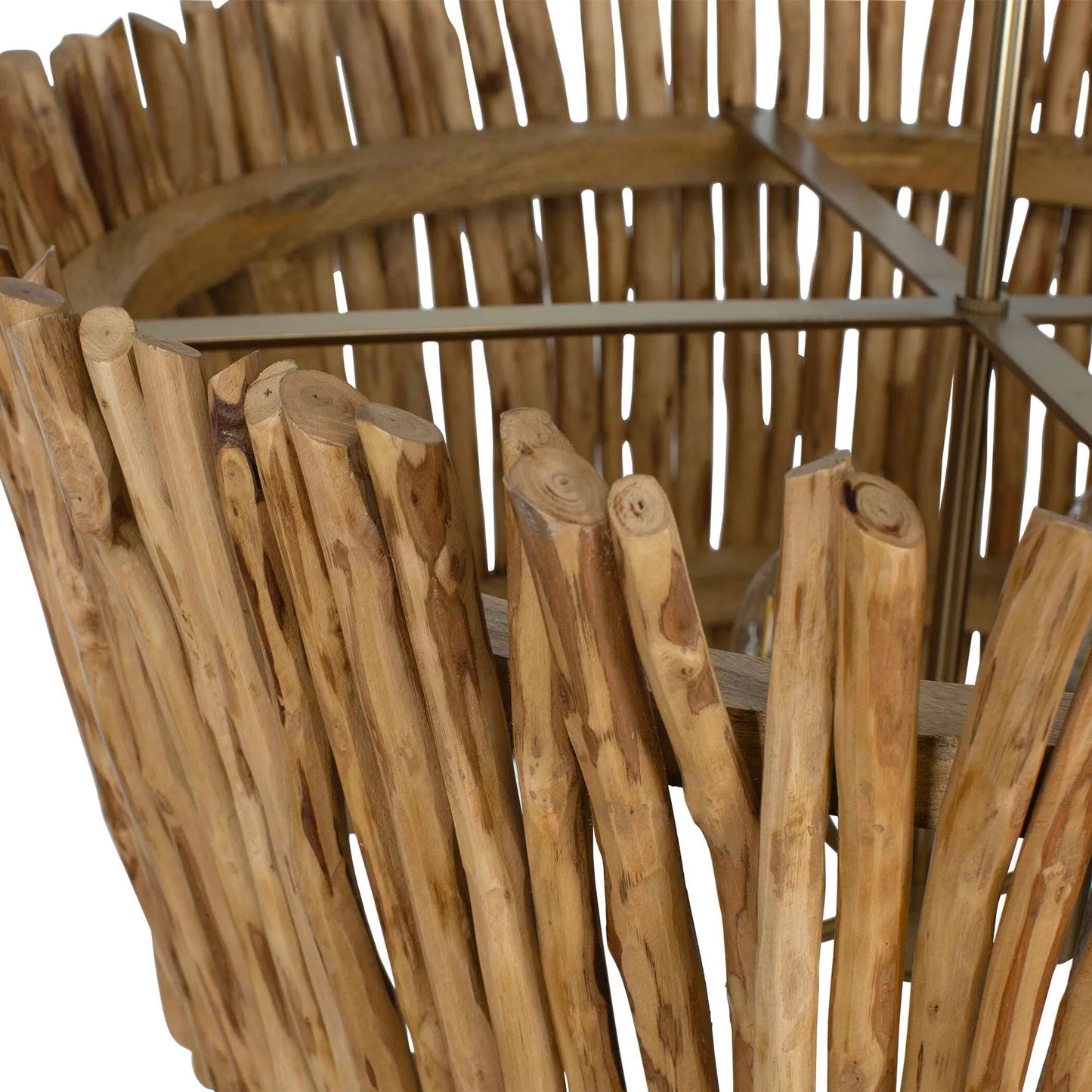 005 SI-2386635 | Closeup | Rhea 4 Light Branch Chandelier by Uttermost in brass. Made from iron, wood in a unique style.