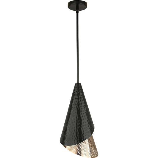 Apollo 1 Light Mini Pendant by Uttermost in matte black, gold. Made from steel in a modern style.