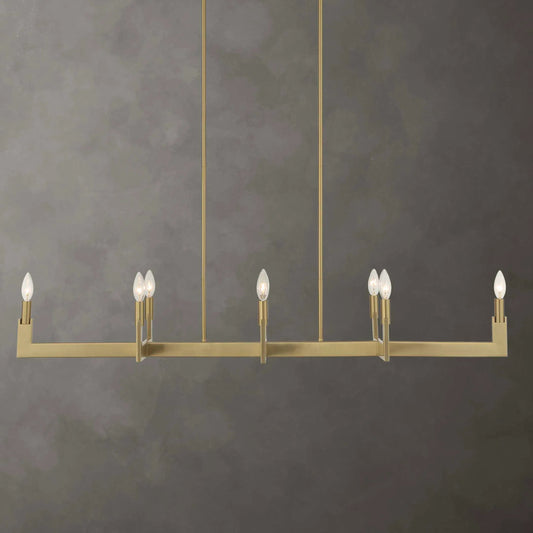 Cordoba 8 Light Linear Chandelier by Uttermost in brass. Made from iron in a traditional style.