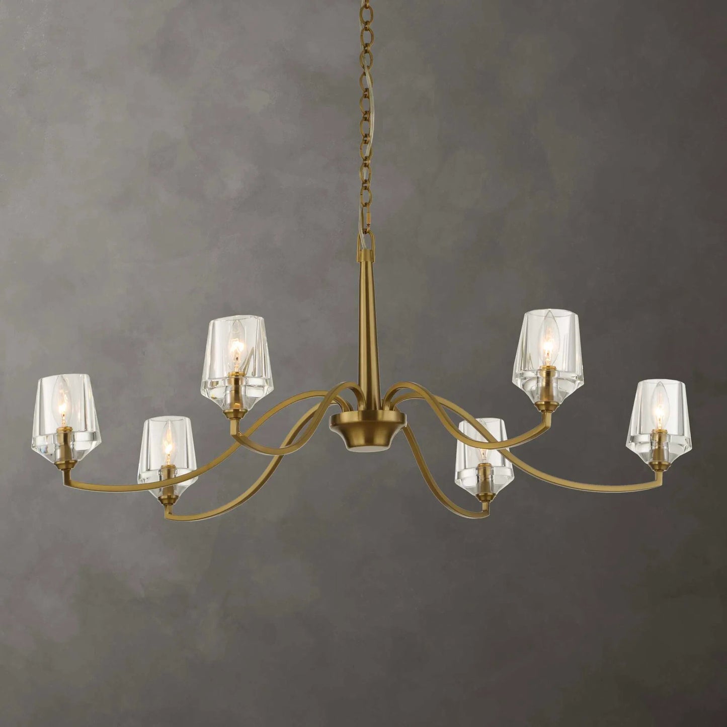 005 SI-2453074 | Lifestyle | Barcelona 6 Light Chandelier by Uttermost in brass. Made from iron, crystal in a modern style.