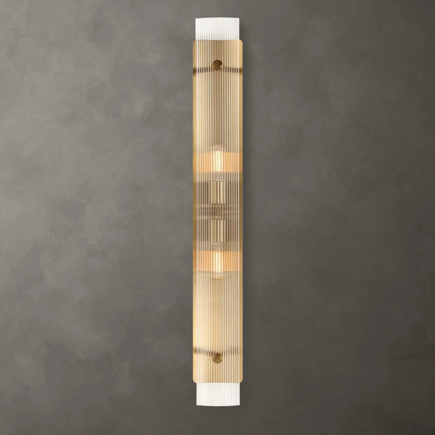 003 SI-2453103 | Lifestyle | Elmhurst 2 Light Vanity Sconce by Uttermost in brass. Made from iron, glass in a modern style.